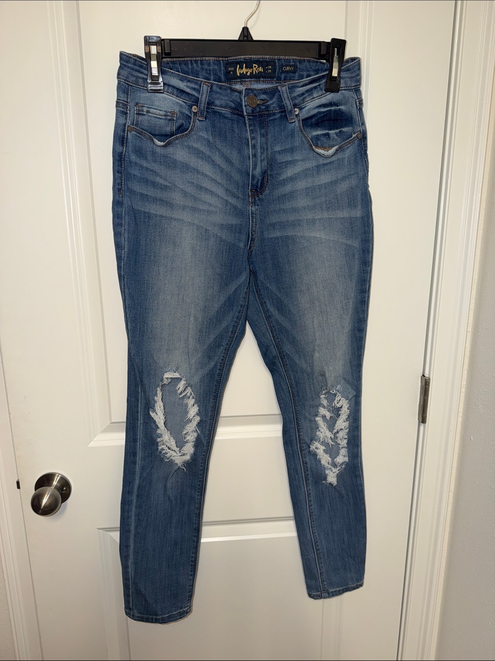 Distressed Skinny Blue Jeans